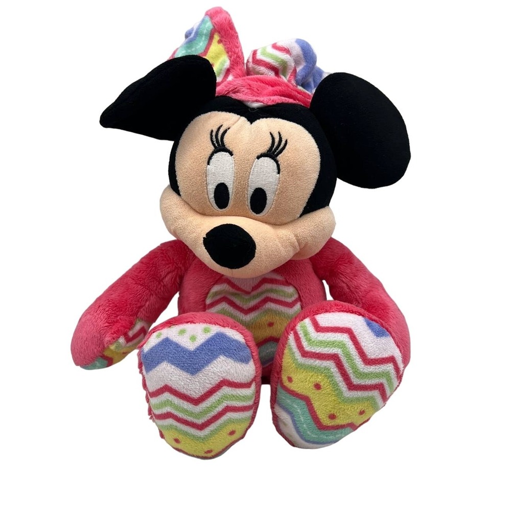 Disney Parks Minnie Mouse Easter Bunny Plush Pink Chevron Egg Suit